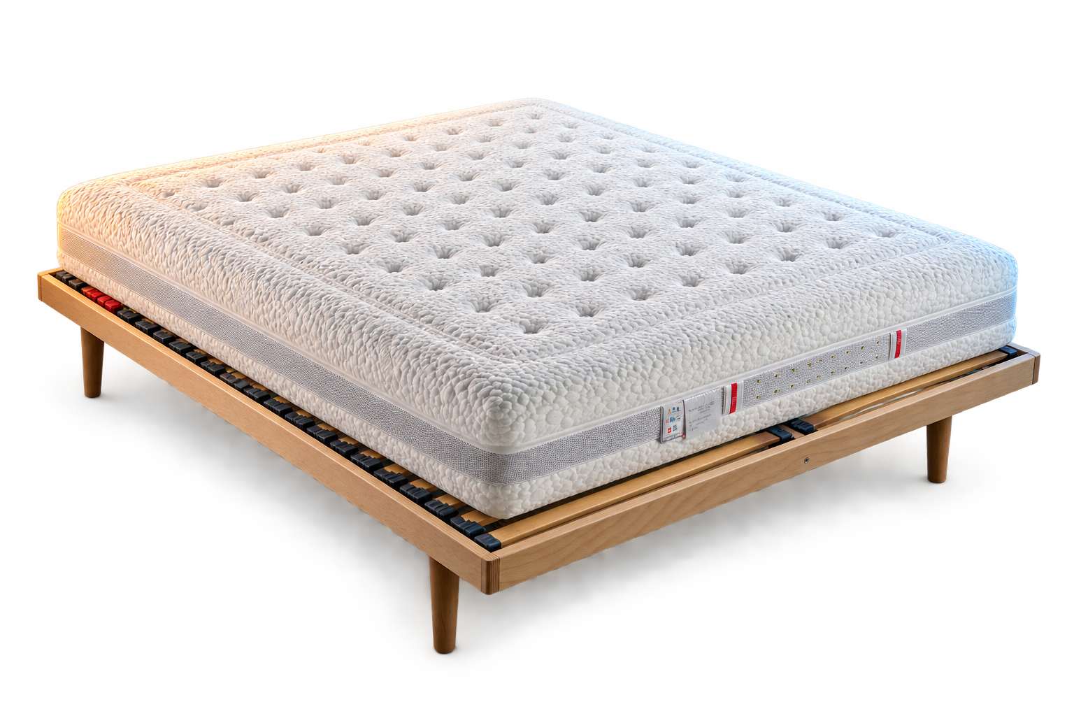 Materasso Microsensor sulla rete matrimoniale in legno Dormiflex